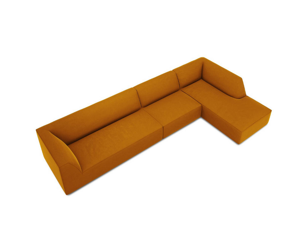 ECKSOFA rechts Ruby aus Samt gelb 5 Sitzplätze - Gelb, Textil (180/366cm) - Micadoni