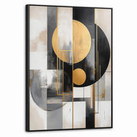 LEINWAND Bilder mit Rahmen - Abstrakt - Gold - Silber - Formen - Ästhetisch - Modern - 60x80 - Goldfarben, Textil (60/80cm) - MuchoWow
