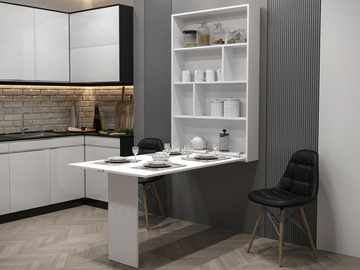 WANDKLAPPTISCH Abi - Weiß, Holzwerkstoff (85/203/19cm) - MIRJAN24