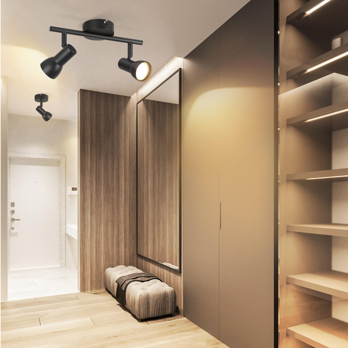 STRAHLER 2 Flammig-GU10 8*15.5*25.5 - Schwarz, Metall (25.5/8/15.5cm) - ZMH