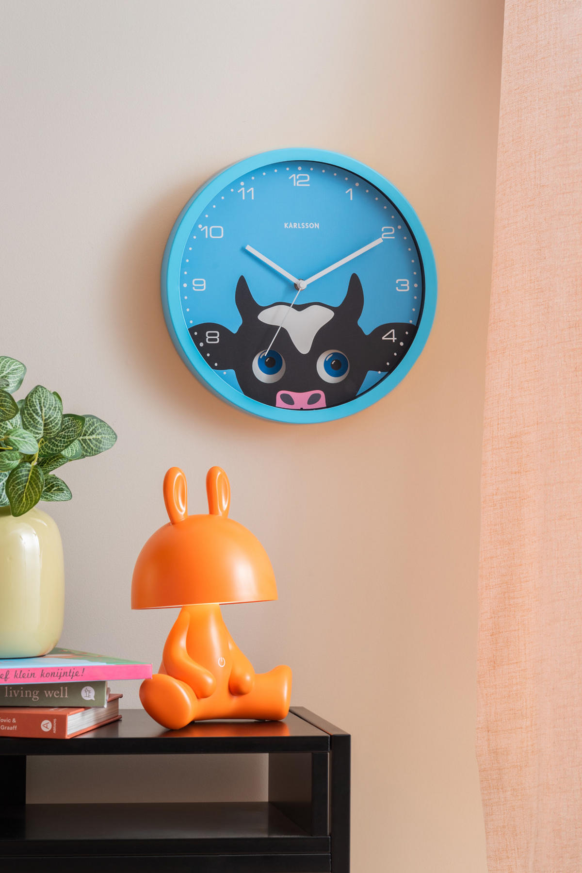 WANDUHR Peekaboo Cow Ø30,8 cm - Blau, Metall (30.8/1/30.8cm) - Karlsson