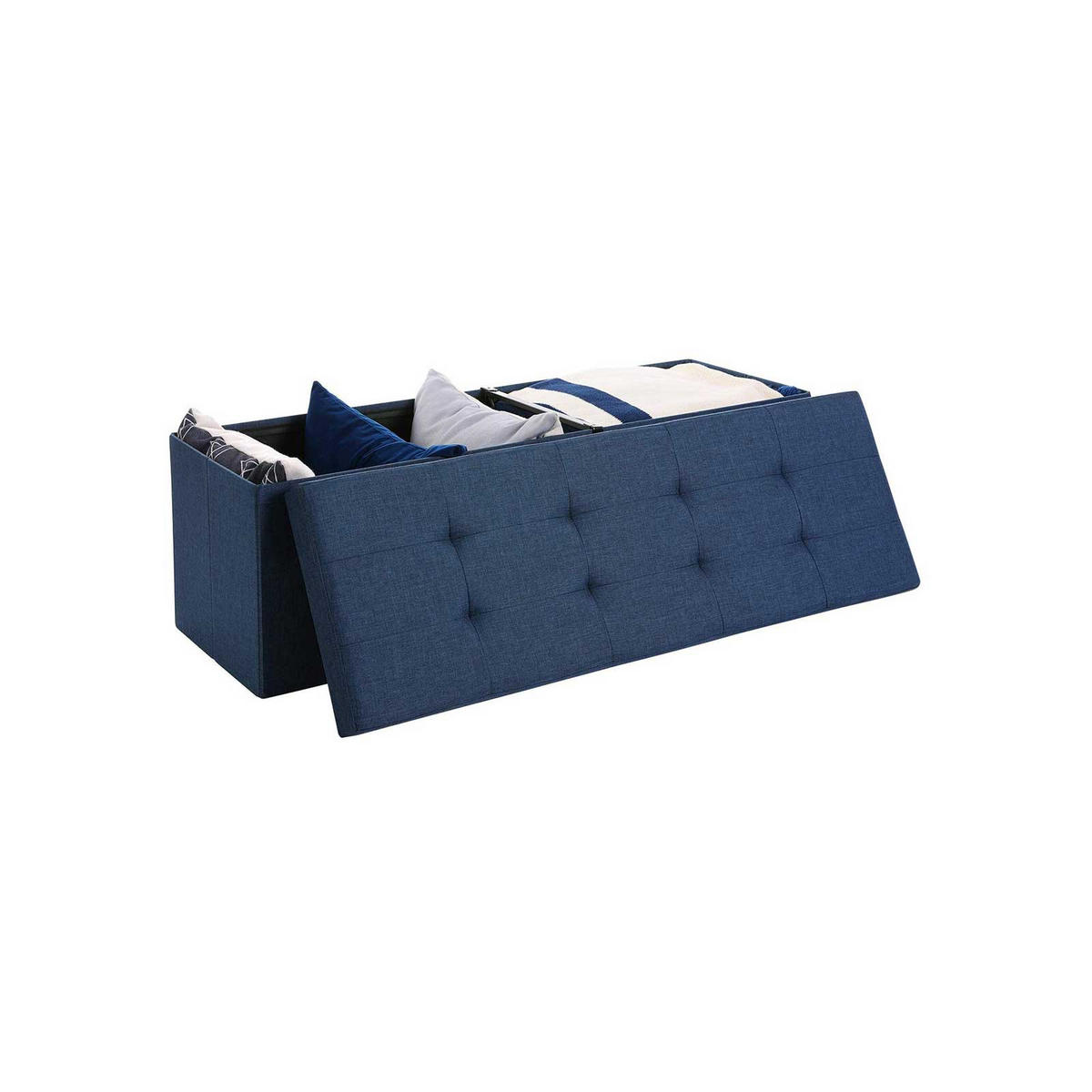 SITZTRUHE SITZBANK INDUSTRIE-DESIGN - Blau, Holzwerkstoff (38/38/110cm) - Hansiro