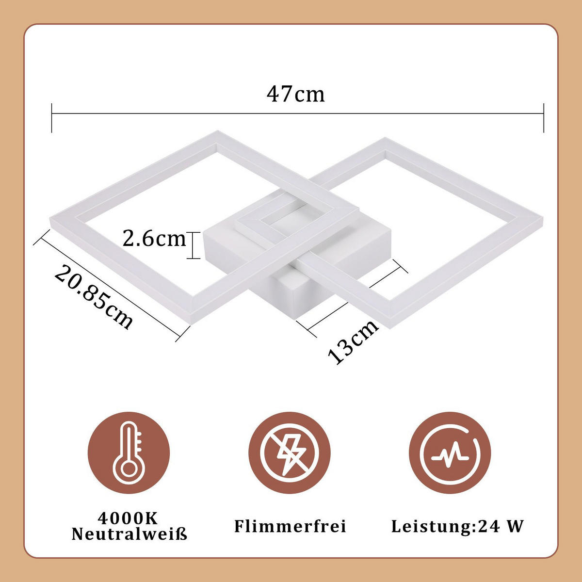 LED-DECKENLEUCHTE Maione 6/29.5/47cm - Weiß, Metall (29.5/6/47cm) - Nettlife