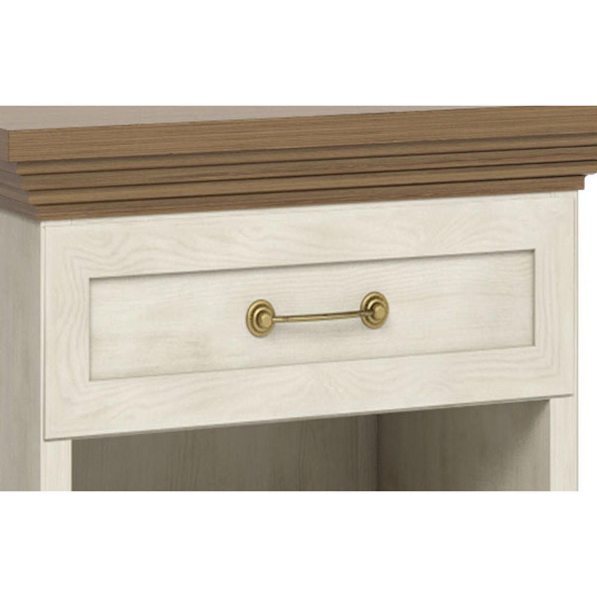 NACHTTISCH Royal Pinie skandinavisch / weiß / Wildeiche 57 / 44,8 / 51,2cm - Eichefarben/Weiß, Holz/Holzwerkstoff (57/51.2/44.8cm) - Feldmann-Wohnen