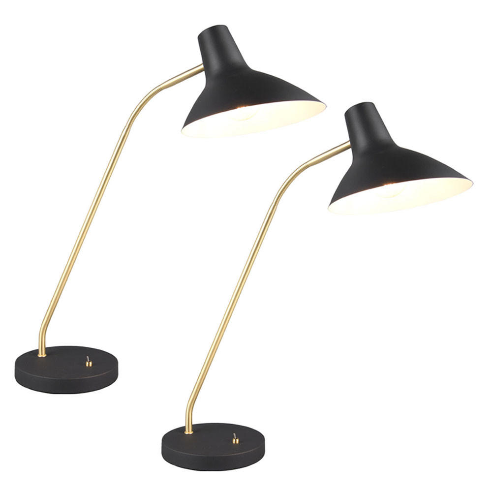 TISCHLEUCHTE Traveller Schwarz Gold 2er Set - Schwarz, Metall (50/20/54cm)