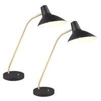 TISCHLEUCHTE Traveller Schwarz Gold 2er Set - Schwarz, Metall (50/20/54cm)