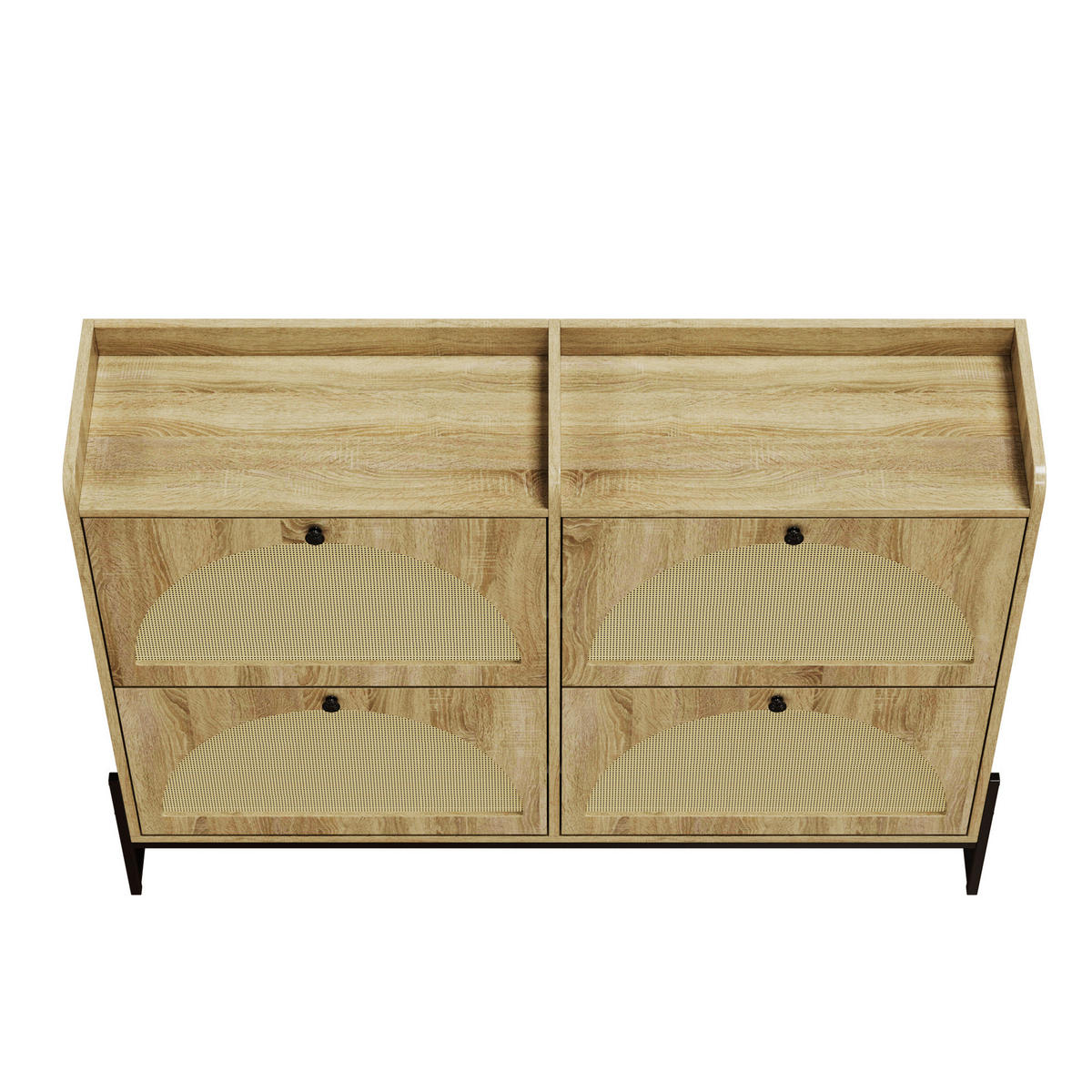 SCHUHSCHRANK 121(118)/91,5/25 cm Natur aus Spanplatte mit PE-Rattan - Naturfarben, Holzwerkstoff (118/91.5/25cm) - OKMYHOME