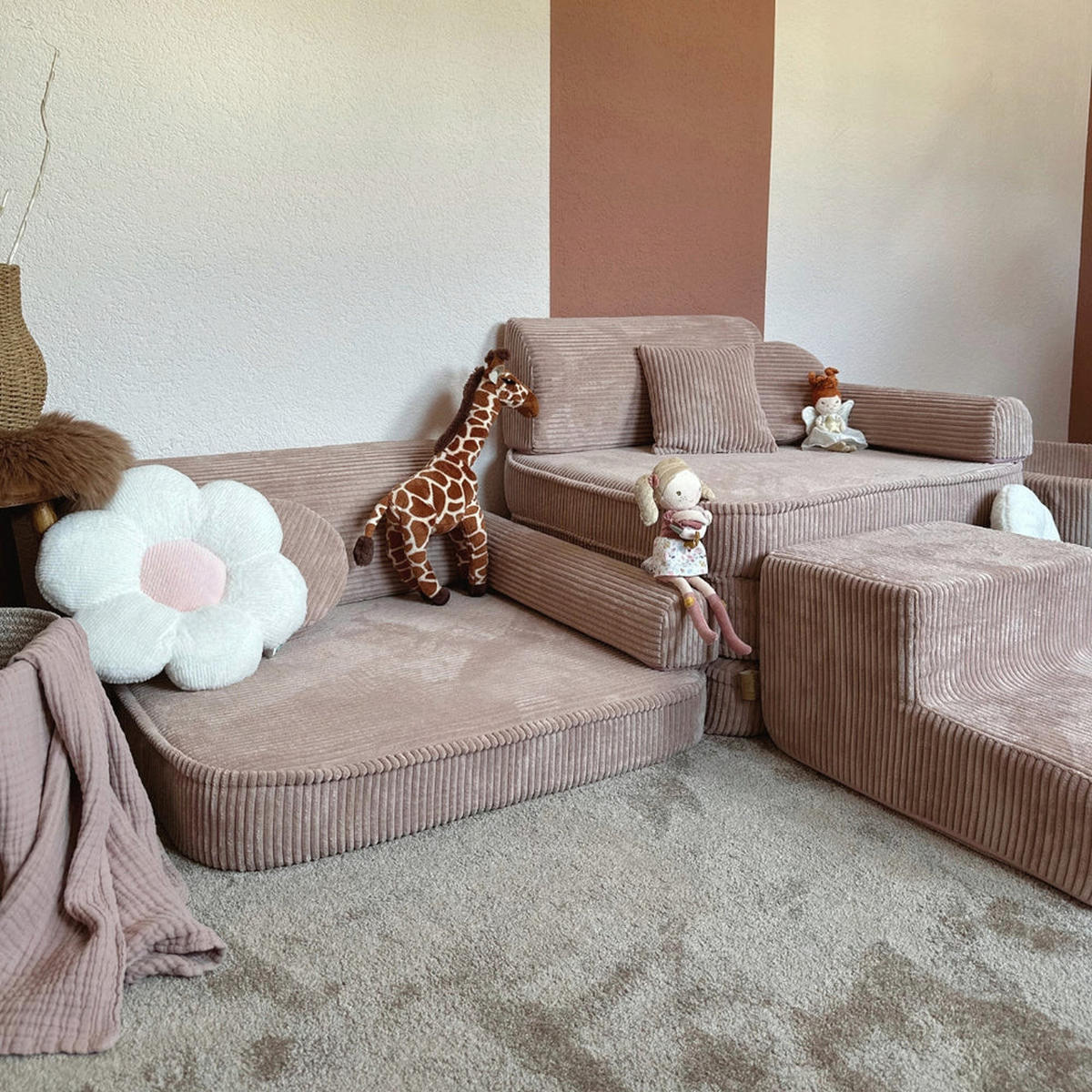 KINDERSOFA AESTHETIC 160 cm Cord Rosa 10 Stk - Rosa, Textil (80/12/160cm) - MeowBaby