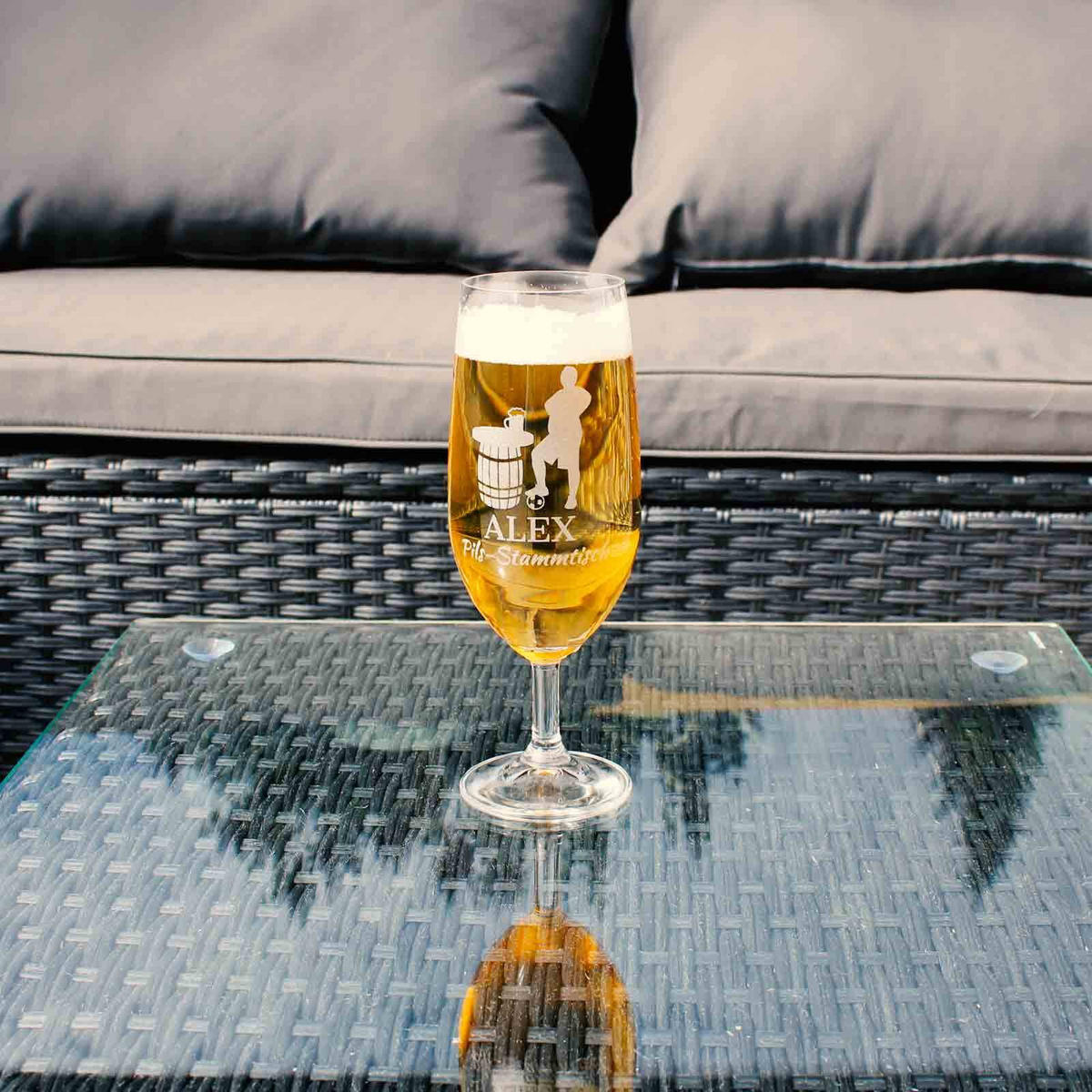 BIERTULPE PILSGLAS MIT GRAVUR 50. Jubiläum transparent 360 ml - Transparent, Glas (0.36L) - LUXENTU