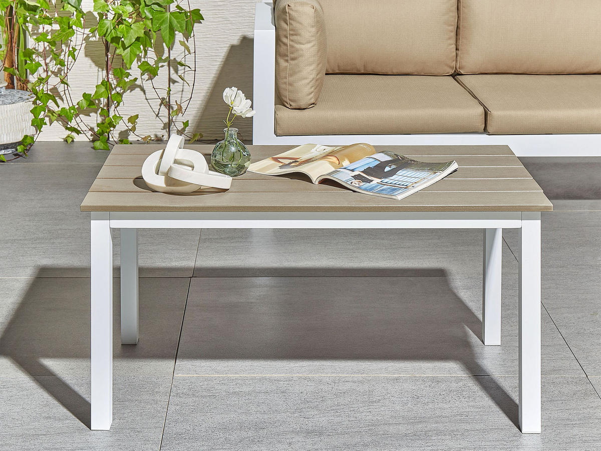 GARTENTISCH Heller Holzfarbton Messina - Hellbraun/Weiß, Kunststoff (96/52/50cm) - Beliani