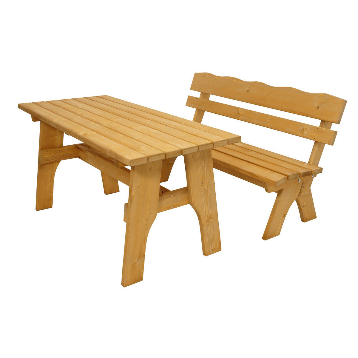 GARTEN-GARNITUR 2-teilig 150cm, Festzelt-Garnitur - Kiefer lackiert - Braun, Holz - TPFGarden