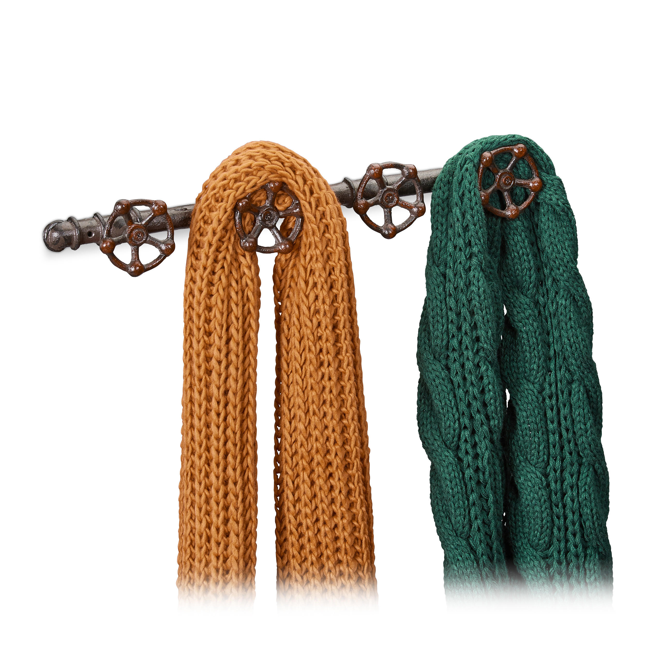 NÁSTENNÝ vešiak - hnedá, kov (46.5/6.5/6cm) - Relaxdays