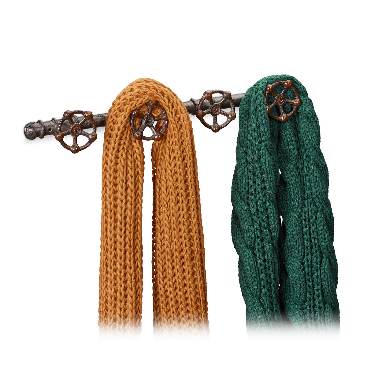 NÁSTENNÝ vešiak - hnedá, kov (46.5/6.5/6cm) - Relaxdays