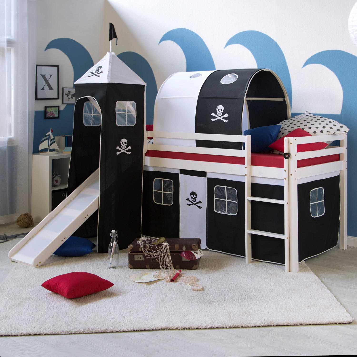 HOCHBETT mit Rutsche 90/200 cm Schwarz - Schwarz/Weiß, Holz - Homestyle4u