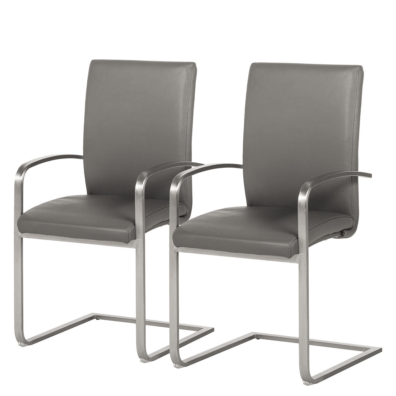 FREISCHWINGER - Edelstahlfarben/Grau, Leder/Metall (51/98/58cm) - home24