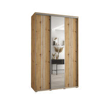 SCHWEBETÜRENSCHRANK 235,2/160/45 3-türig - Silberfarben/Eiche Artisan, Holz/Metall (160/235/45cm) - Abiks Möbel