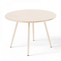 GARTEN-LOUNGETISCH, Elfenbeinfarbe - Creme, Metall (40/40/30cm) - Oviala