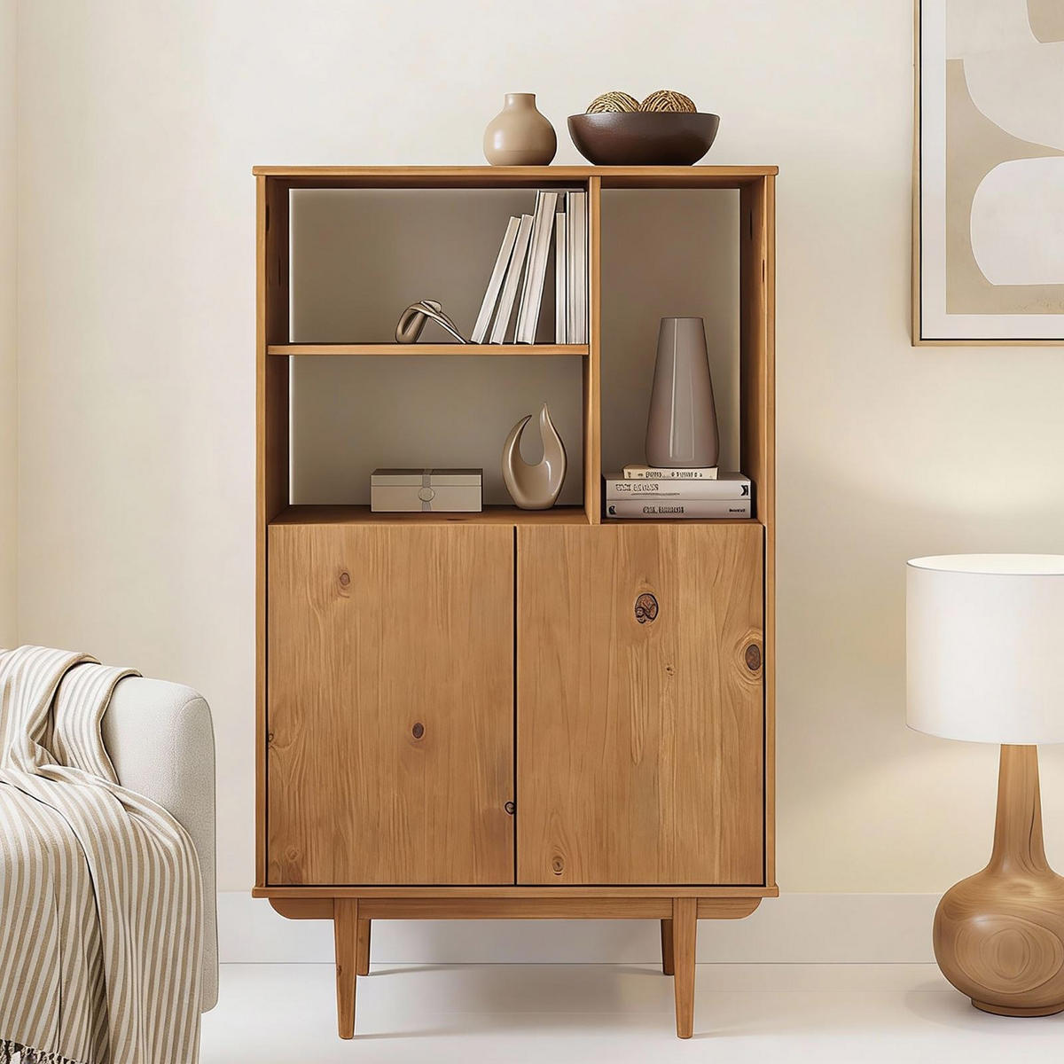 HIGHBOARD SIMONA Eiche - Eichefarben, Holz (80/133/37cm) - IDIMEX