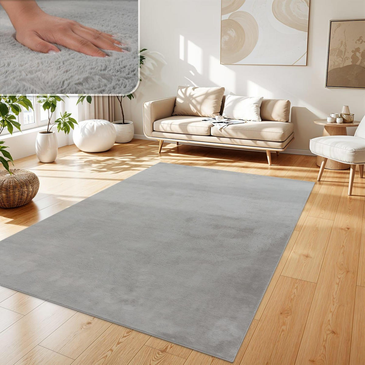 HOCHFLORTEPPICH 160/220 SOFT 380 - Grau, Kunststoff (160/220cm) - Paco Home