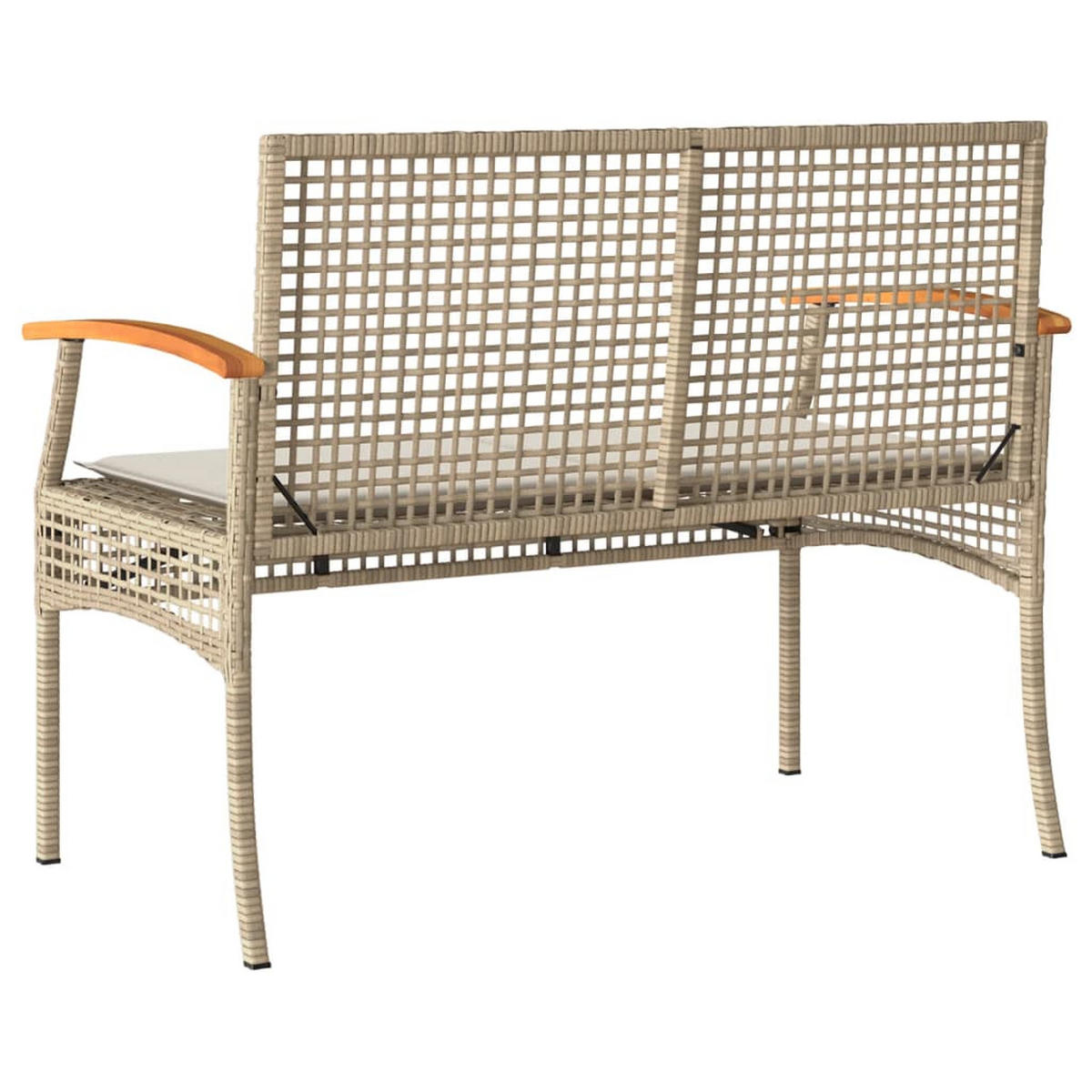 GARTENBANK Mit Kissen Beige Poly Rattan Akazienholz - Beige, Kunststoff (57/85/108cm) - vidaXL