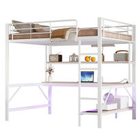 HOCHBETT 140/200 cm Weiß mit LED, USB und Steckdose ohne Matratze - Weiß, Metall (140/200cm) - MIVRAY