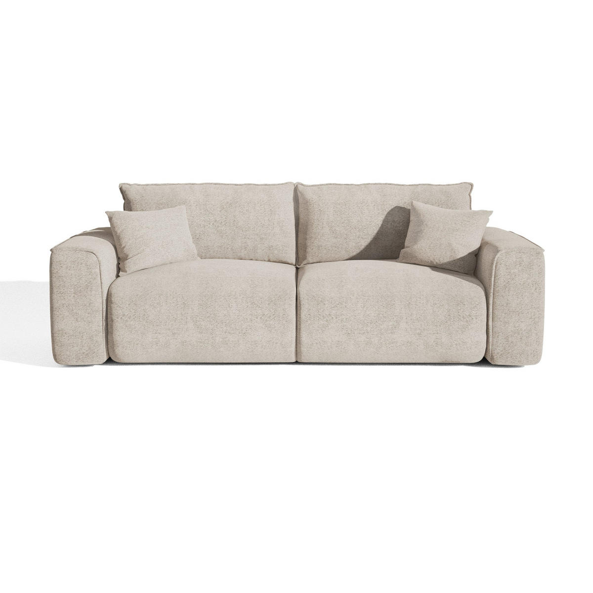 SCHLAFSOFA mit Stauraum COMO Bouclé-Stoff Beige 254cm - Beige, Textil (254/78/95cm) - Premium Interiors