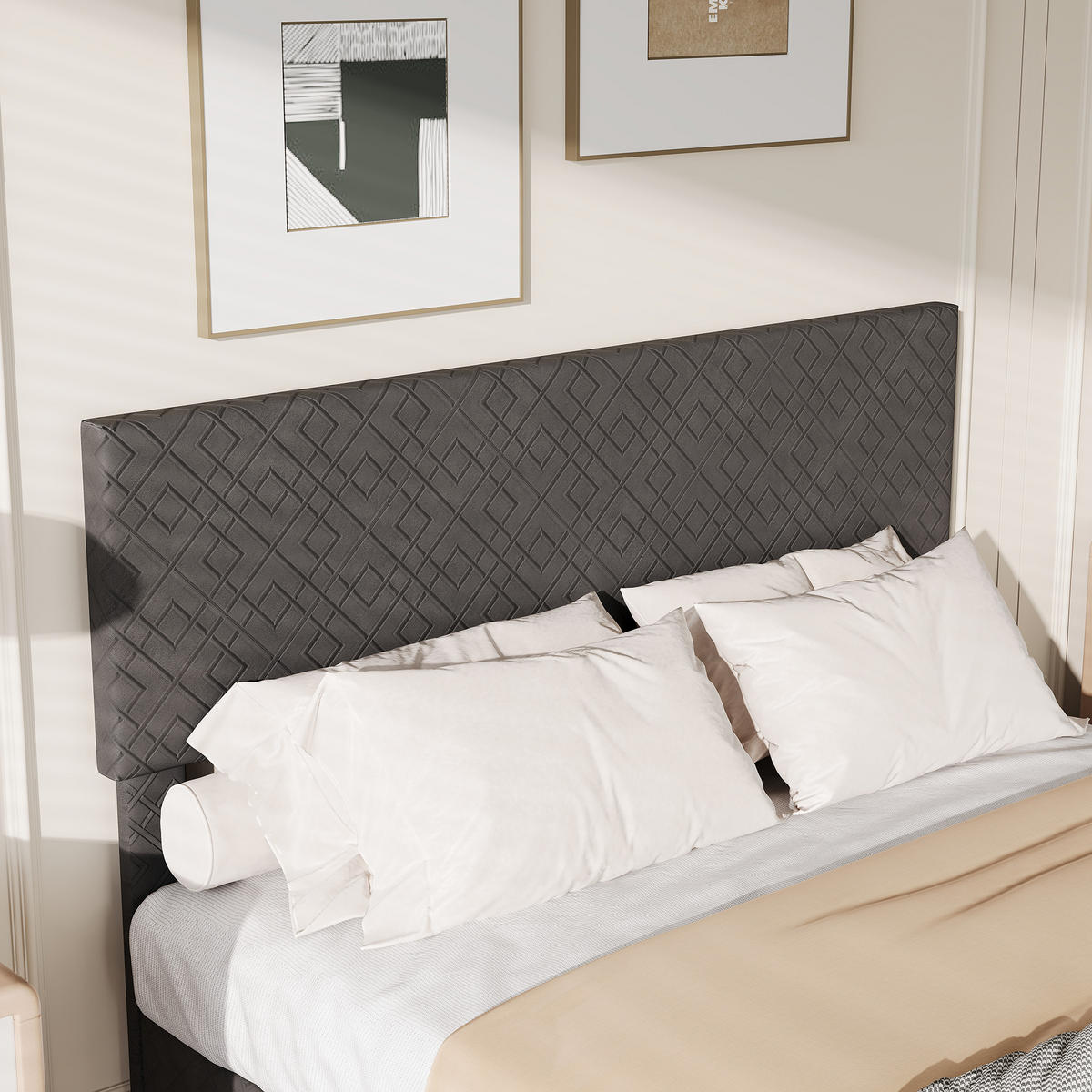 POLSTERBETT 160/200 cm Grau mit gepolstertem Kopfteil - Grau, Holz (160/200cm) - SHOPENTRA
