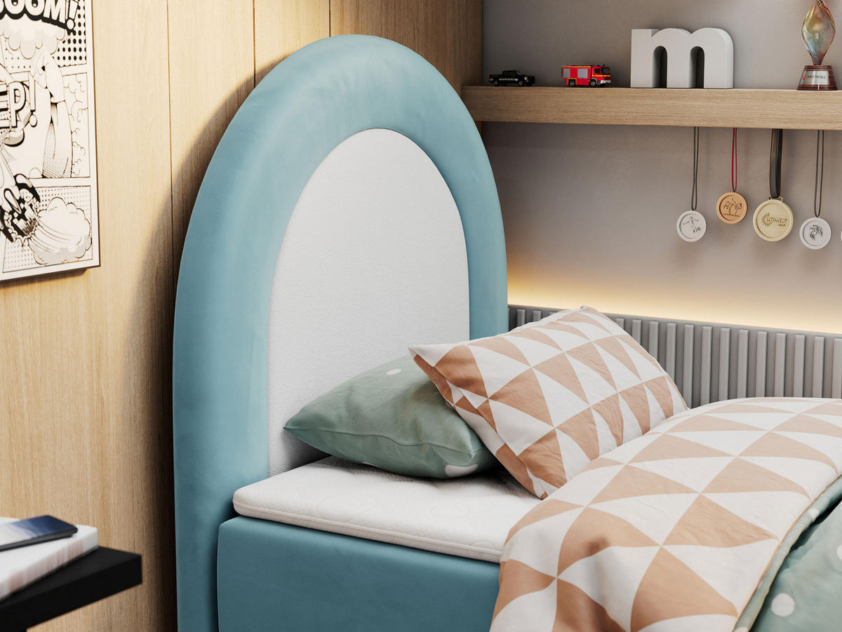 BOXBETT NEST 90/180 Blau Velvet - H3 - Blau, Holz/Textil (90/180cm) - MKS