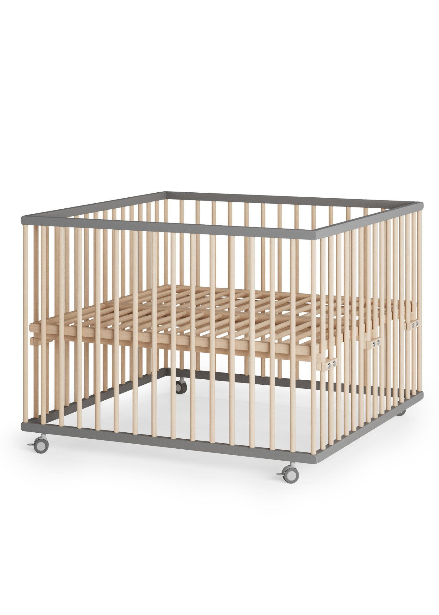 LAUFGITTER 100x100 cm mit Lattenrost und Schlupfsprossen - grau/natur - Premium Kollektion - Naturfarben/Grau, Holz (100/74/100cm) - Sämann – make a difference.