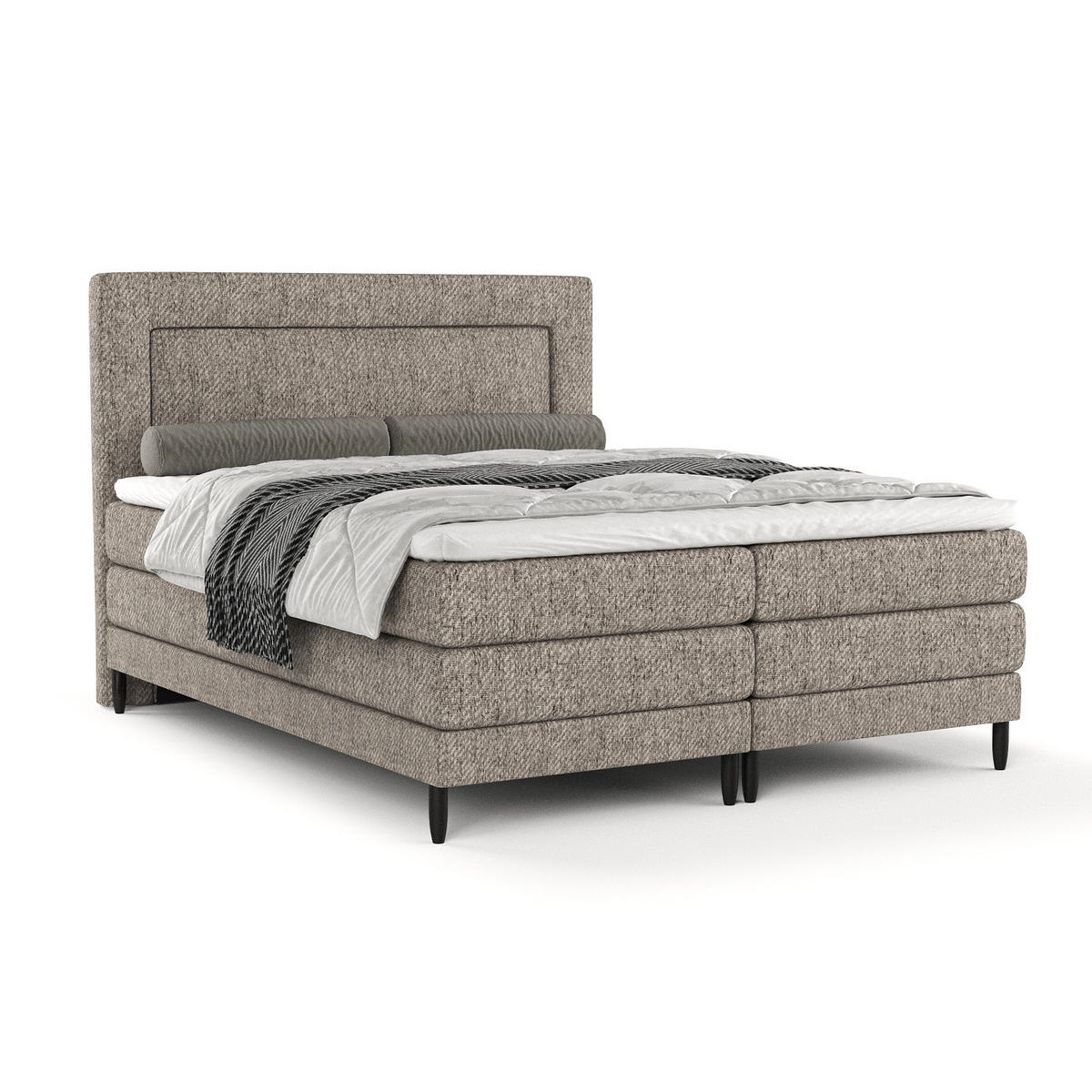 BOXSPRINGBETT Madame Brown 180/200 cm mit Matratzen und Latex-Topper - Schwarz/Braun, Holz/Holzwerkstoff (180/200cm) - Maison de Reve
