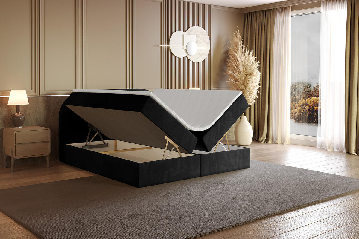 BOXBETT mit Matratze H3 und Lattenrost - NOX - 140x200 - Schwarz Casablanca - Schwarz, Holzwerkstoff/Kunststoff (140/200cm) - ALTDECOR