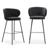 BARHOCKER (Set aus 2) aus Stoff mit schwarzen Metallbeinen - rush 56/53/65 cm - Dunkelgrau, Textil (53/65/56cm) - Calicosy