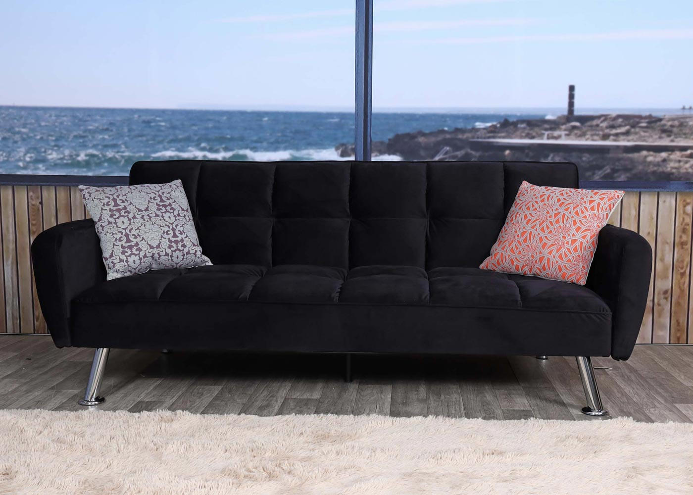 SOFA Schwarz - Schwarz, Textil (203/81/93cm) - MCW