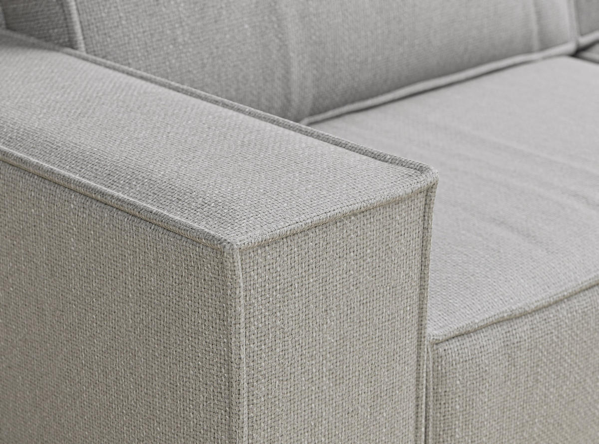ECKSOFA MIT SCHLAFFUNKTION Zaya Hellgrau Webstoff - Hellgrau/Schwarz, Holz/Holzwerkstoff (255/148cm) - Maison de Reve