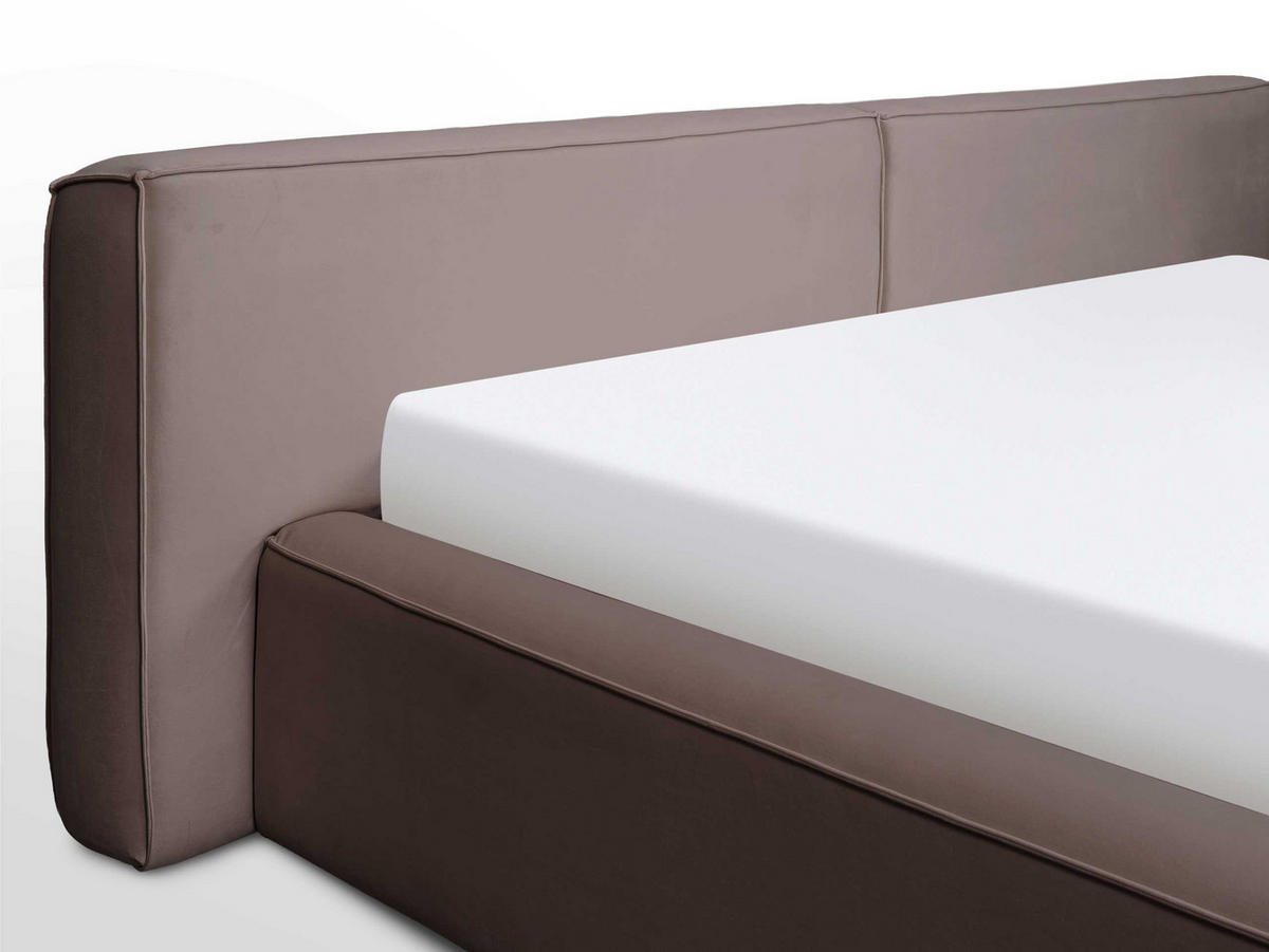 POLSTERBETT Jodie XL Low Braun 180/200 cm Samt mit Bettkasten - Braun, Textil/Metall (180/200cm) - wonello