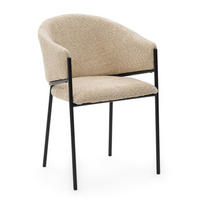 STUHL BUENO gespolsterter - hellbeige - Glamour Boucle Chenille - Beige/Schwarz, Textil/Metall (55/83/56cm) - NEW HOME