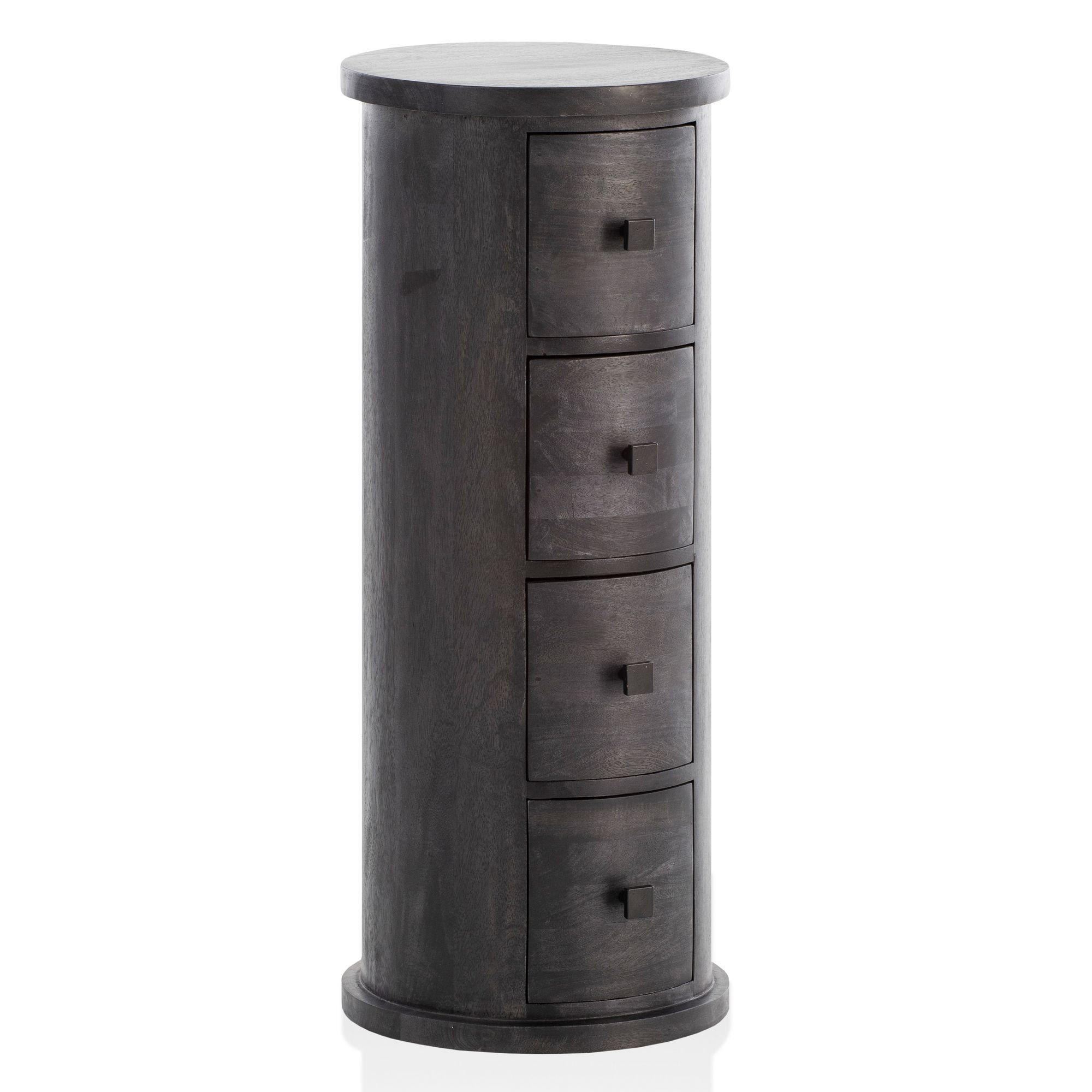KOMMODE – Mango Massivholz, 34x85x34 cm, 4 Schubladen, schmal, schwarz - Schwarz, Holz (34/85/34cm) - KADIMA DESIGN