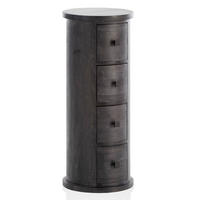 KOMMODE – Mango Massivholz, 34x85x34 cm, 4 Schubladen, schmal, schwarz - Schwarz, Holz (34/85/34cm) - KADIMA DESIGN