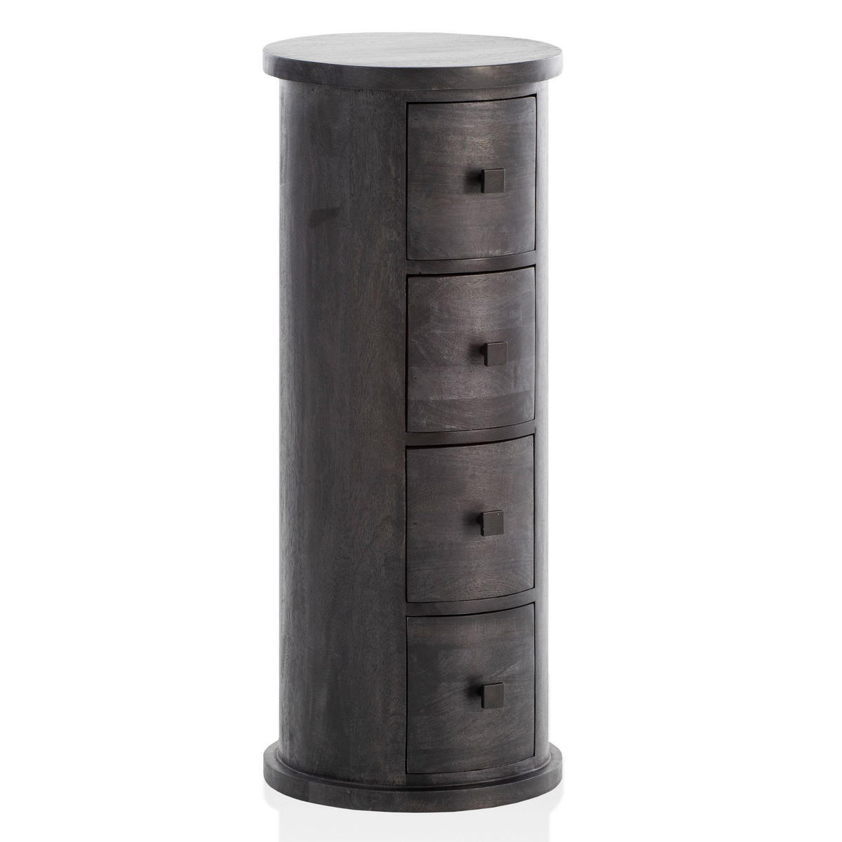 KOMMODE – Mango Massivholz, 34x85x34 cm, 4 Schubladen, schmal, schwarz - Schwarz, Holz (34/85/34cm) - KADIMA DESIGN