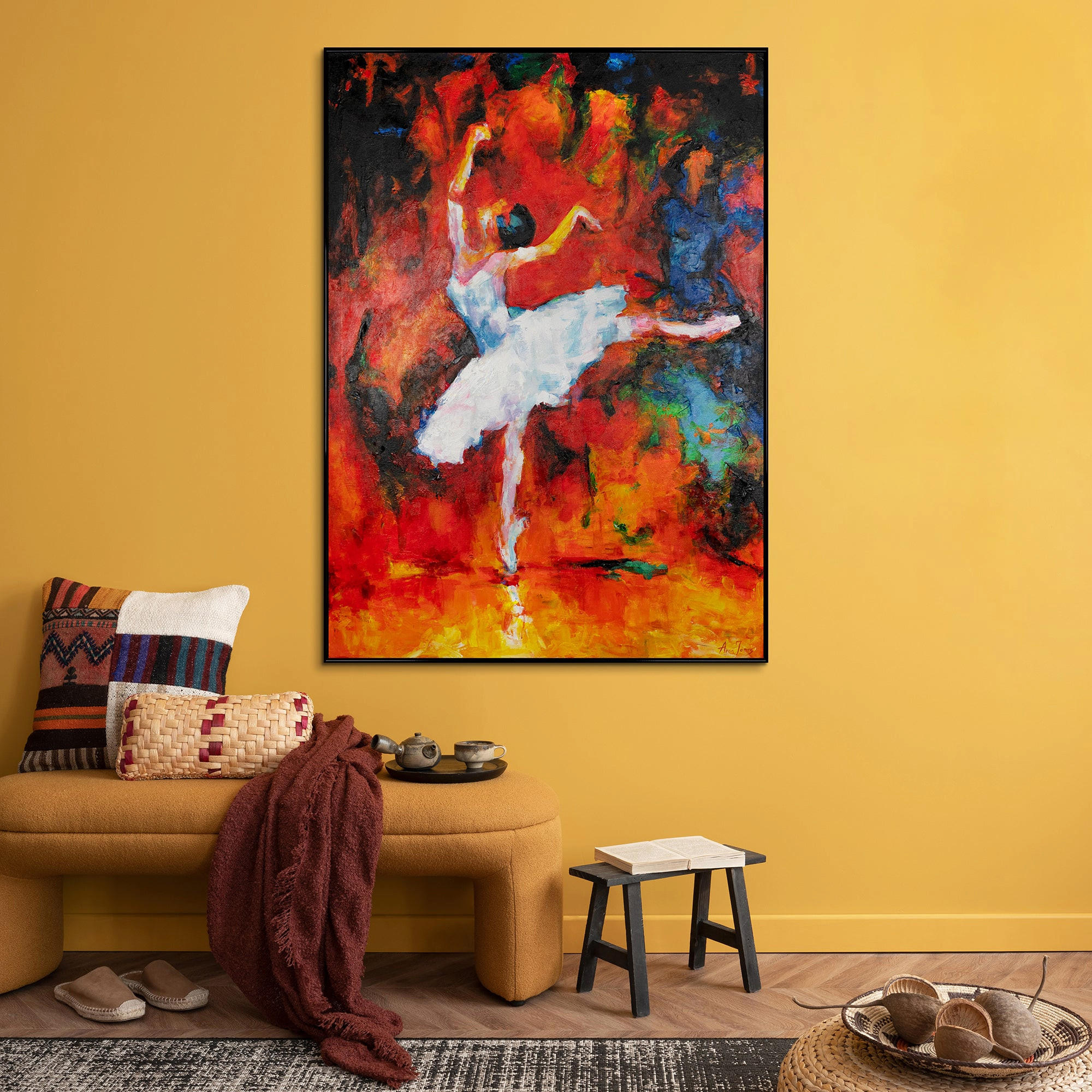 GEMÄLDE Magisches Ballett Schattenfugenrahmen Schwarz 120x80 cm - Schwarz, Holz (120/80cm) - YS-art gallery