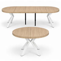 ESSTISCH rund ausziehbar 110/310/76 cm, Braun Hikora Egger, 54 cm Tischplatte + X Metallbeine Weiß - Weiß/Braun, Holzwerkstoff/Metall (110/310/76cm) - Damale Möbel