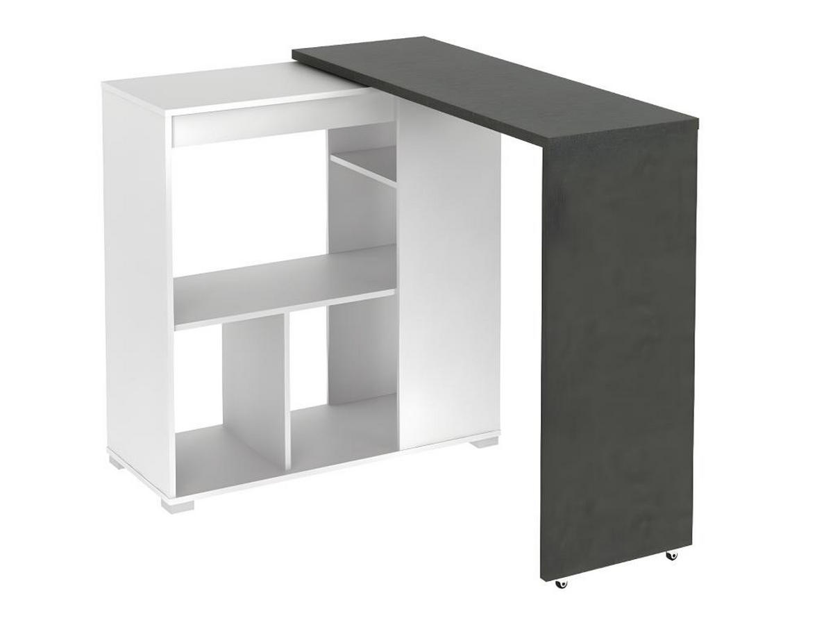 SPARSET Hausbar: Barmöbel SATURNE + 2 Barhocker CALAS - Weiß - Grau, Holz (45/100/172cm) - Vente-Unique