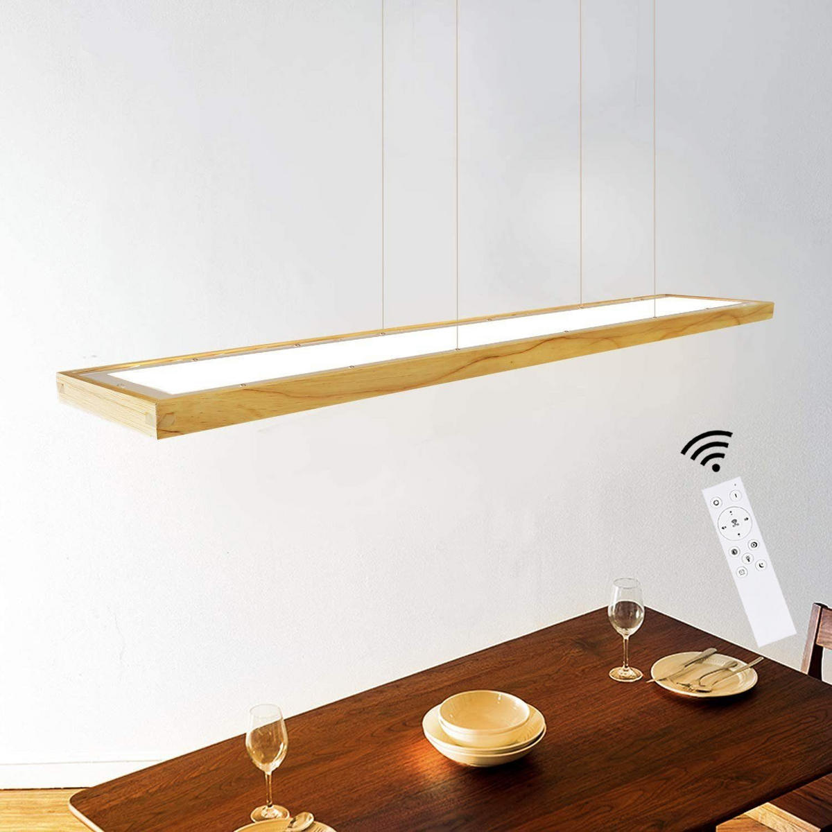 LED HÄNGELEUCHTE Zenobia 100/3/17 cm - Braun, Holz (100/3/17cm) - Nettlife