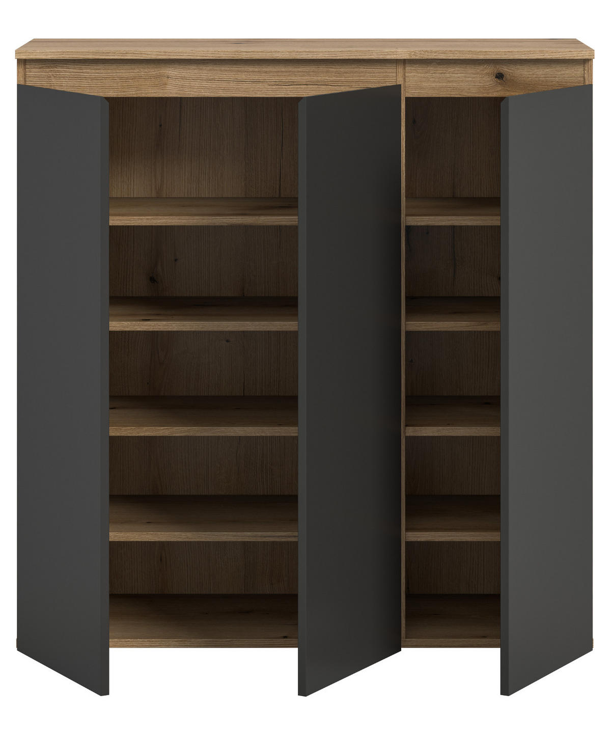 KOMMODE grau, Evoke Eiche 105 x 11 cm, Anrichte mit 10 Fächern - Eichefarben/Schwarz, Holzwerkstoff/Kunststoff (105/111/37cm) - Inn.Furn