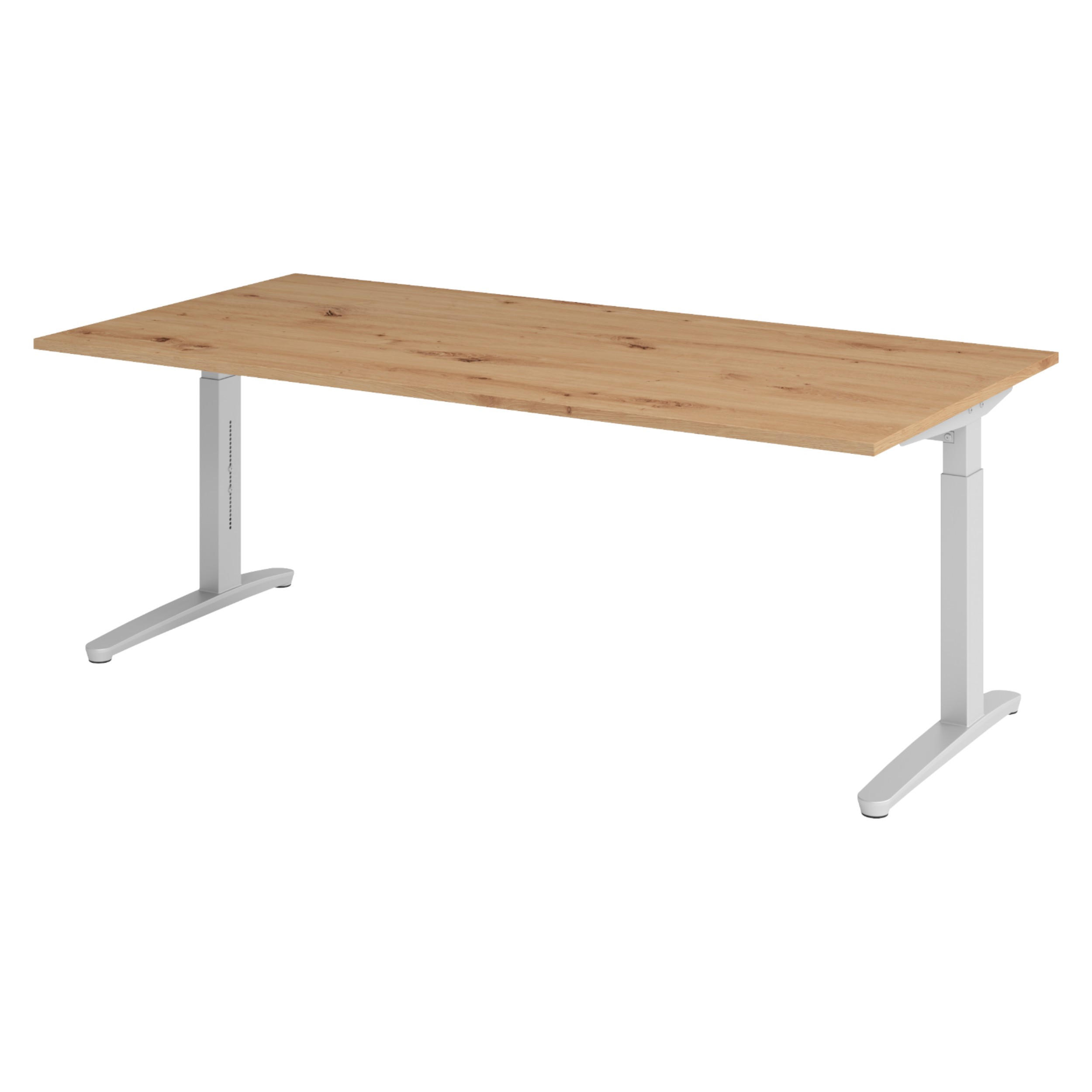 SCHREIBTISCH Serie-XB 100/200/74 cm in Wildeiche/Silberfarben - Wildeiche/Silberfarben, Holzwerkstoff (100/200/74cm) - bümö