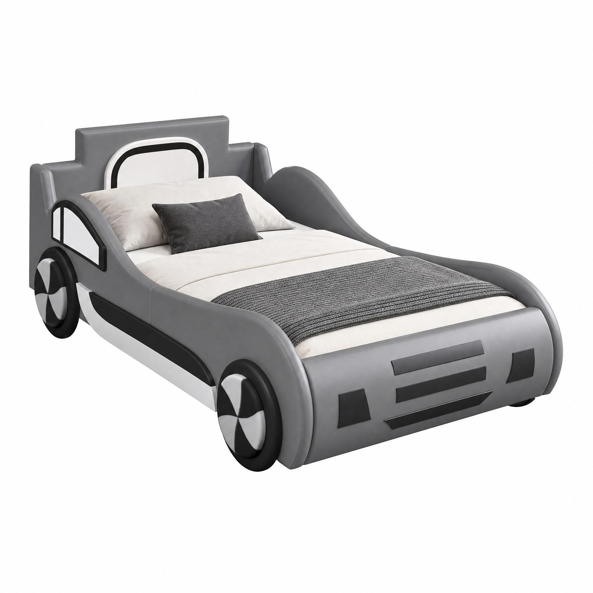 KINDERBETT Autobett mit Stauraum 90x200 cm Grau - Grau, Metall (90/200cm) - Meubliv