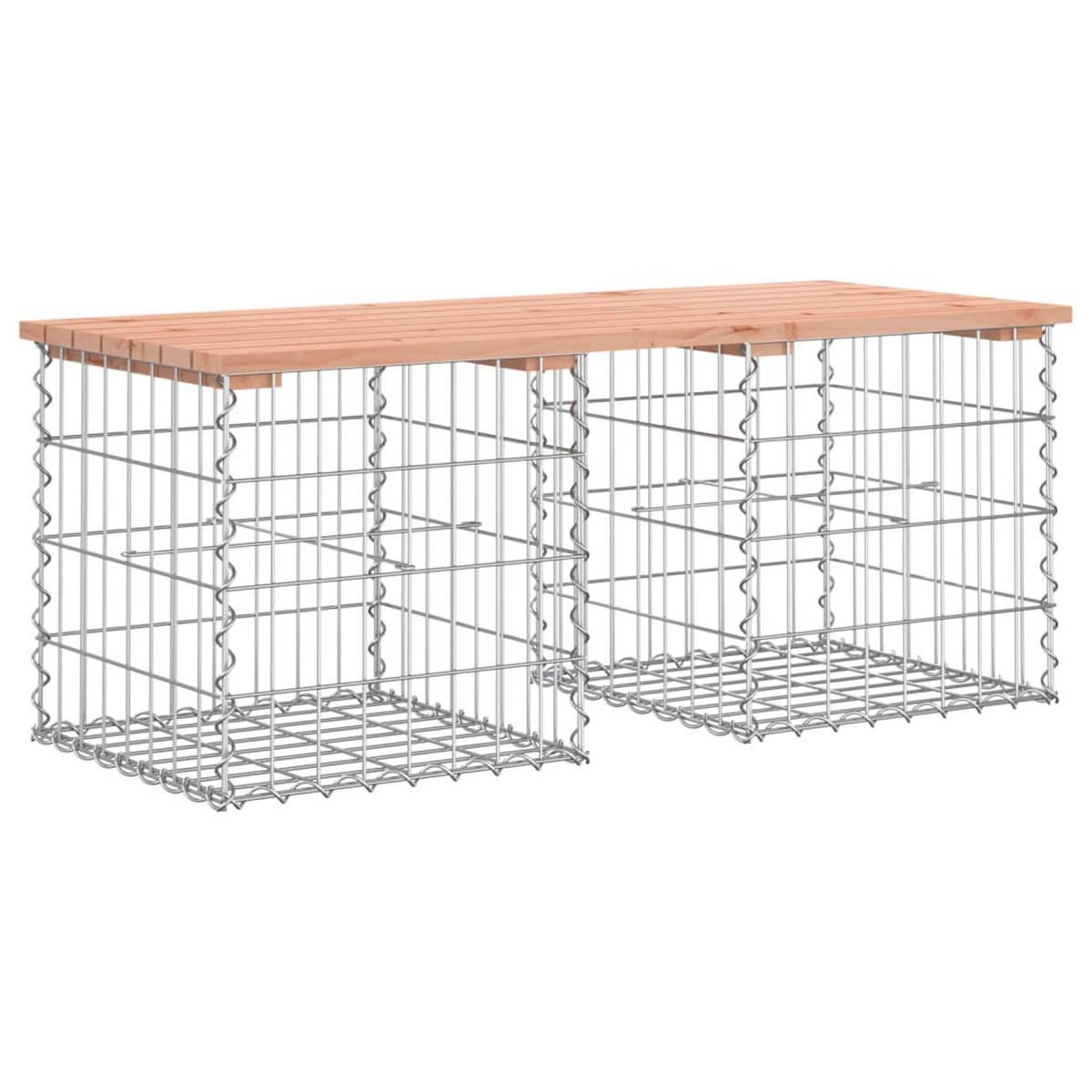 GARTENBANK Gabionen BIKS aus Stahl | 103x44x42cm Massivholz Douglasie - Rotbraun, Metall (103/42/44cm) - DELUKE
