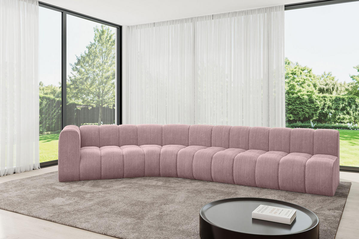 ECKSOFA modulares Sofa Karex-L2 - 399x194x70 cm Rosa - Rosa, Holzwerkstoff/Textil (399/194cm) - ALTDECOR