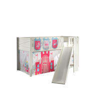 HOCHBETT mit Rutsche Karyl Massivholz Weiß Textilset Princess 3 - Magenta/Weiß, Holz (90/200cm) - 58aufmkessel