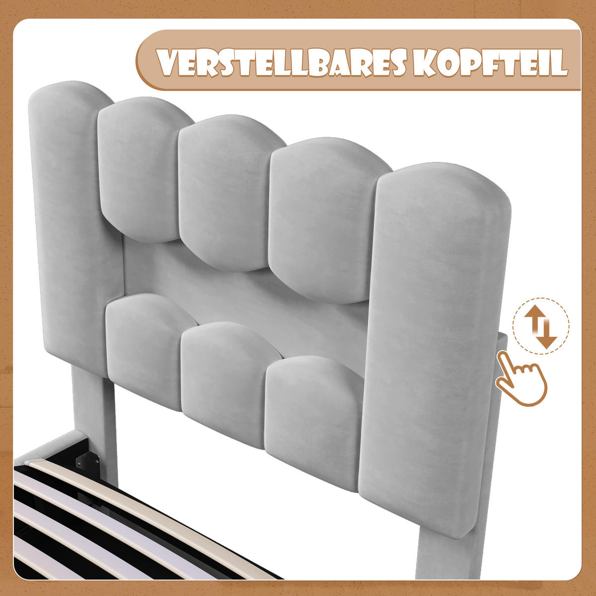 POLSTERBETT 90x200cm Grau Samt LED-Licht Hydraulik Kopfteil - Grau, Holz (90/200cm) - FLIEKS